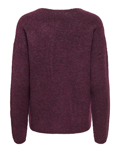 Only - Camilla V-Neck Strik - Mauve Wine